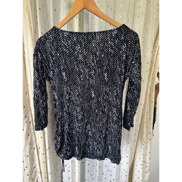 Michael Kors Cowl Neck Side Drawstring 3/4 Sleeve Snake Animal Print Blouse S - Picture 3 of 6